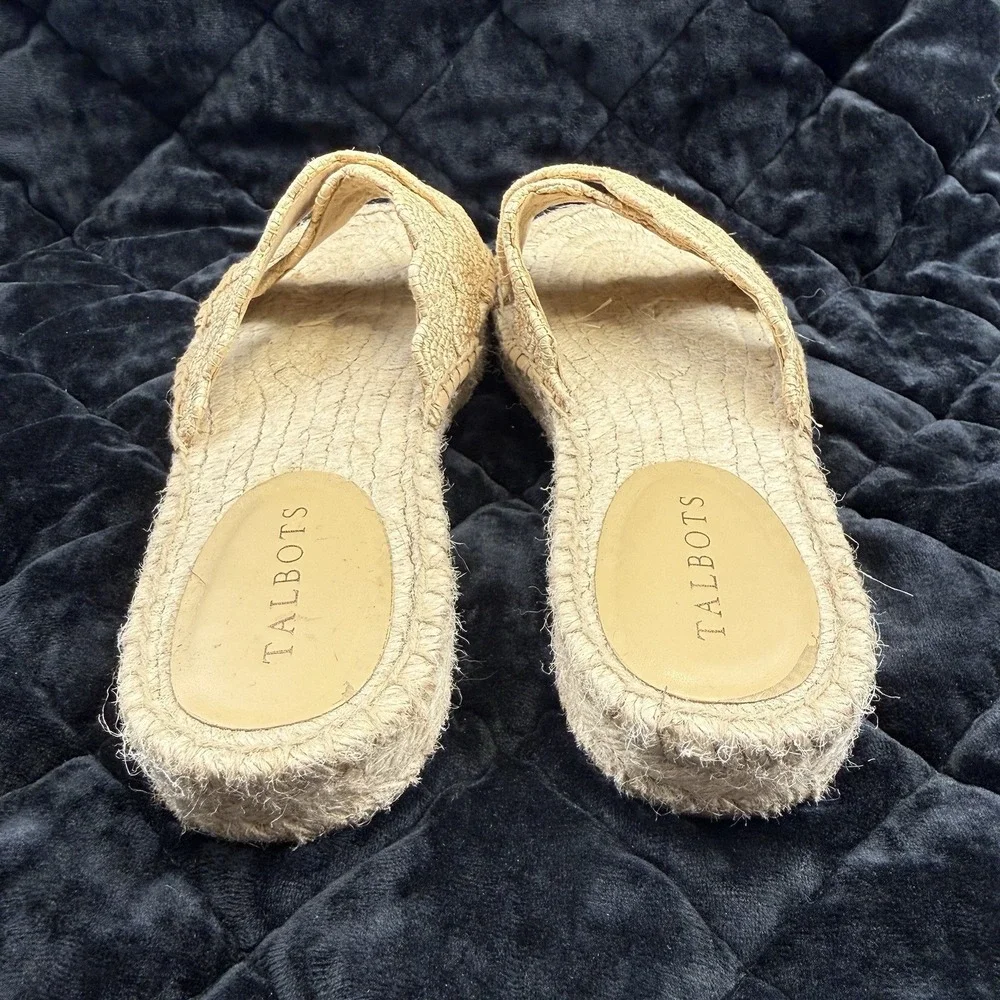 Talbots Hester Crisscross Raffia Espadrille Flat Sandals Size‎ 8